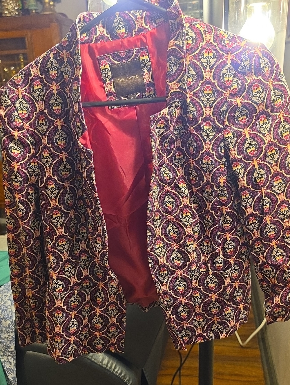 The Limited Burgundy and Purple Medallion Blazer